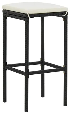 Produktbild von vidaXL Barhocker mit Kissen 2 Stk. Schwarz Poly Rattan