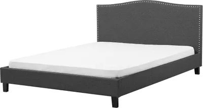 Obrázek produktu pro BELIANI postel Čalouněná šedá s rámem 180 x 200 cm s čalouněným čelo