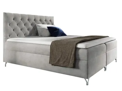 Zdjęcie produktu dla Kondela Łóżko kontynentalne Boxspring Guliette 120x200 cm - jasnoszare (Velvet)
