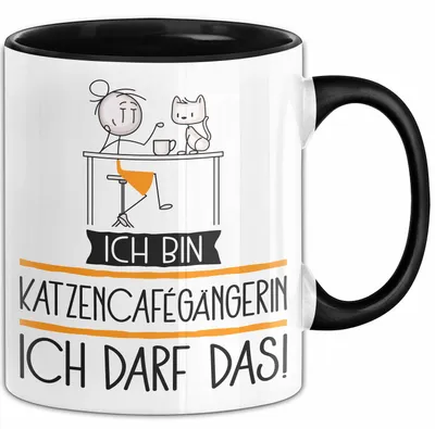 Produktbild von Geschenk für Katzencafégängerin Tasse Lustige Geschenkidee Geburtstag Ich Bin Katzencafégängerin Ich Darf Das (Schwarz)
