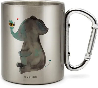 Produktbild von Mr. & Mrs. Panda Thermobecher Elefant Biene - Transparent - Geschenk, Gute Laune, Heiratsantrag, Trinkbecher Metall, Edelstahl, Teetasse, Liebe, Liebesspruch, thermotasse
