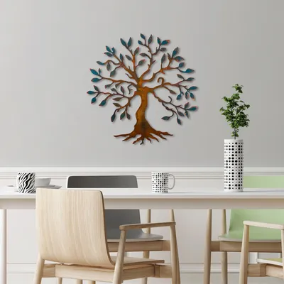 Produktbild von Wallity, Tree - 2, Dekoratives Wandaccessoire aus Metall, 100 % METALL, Mehrfarbig, 60 x 60 cm