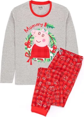 Produktbild von Peppa Pig - Schlafanzug für Damen - weihnachtliches Design NS6679 (M) (Rot/Grau)