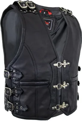 Produktbild von Lederweste Bikerweste Rockerweste Kutte Clubweste Lederkutte Motorradweste Biker(2XL)