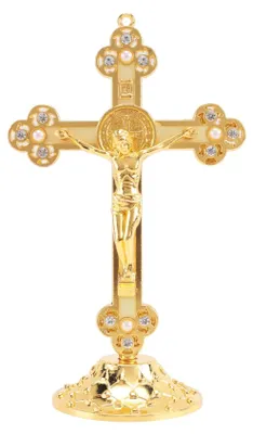 Immagine prodotto di Croce d'oro con piedistallo, decorazione religiosa per la casa