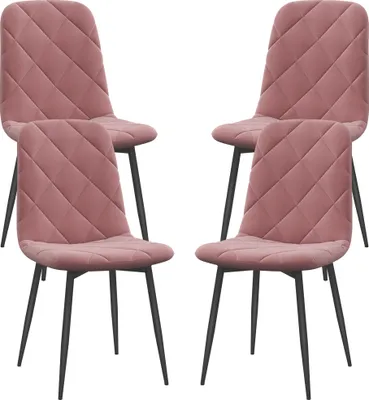 Produktbild von Esszimmerstühle 4er Set Küchenstuhl mit Rückenlehne, Samtoptik, Sessel 45 x 54 x 87 cm Rosa