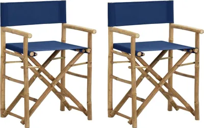 Produktbild von Klappbare Regiestühle 2 Stk. Blau Bambus und Stoff