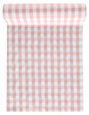 Obrázek produktu pro Stolní běhoun s růžovým vzorem Vichy, 26 cm x 3 m, dekorace ve stylu Guinguette –