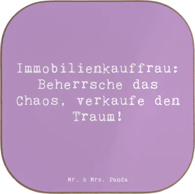Produktbild von Mr. & Mrs. Panda Untersetzer für Gläser Spruch Immobilienkauffrau - Lavendeltraum - Geschenk, Tassenuntersetzer, verkaufe den Traum!, Immobilienbewertung, Beratung, Beruf