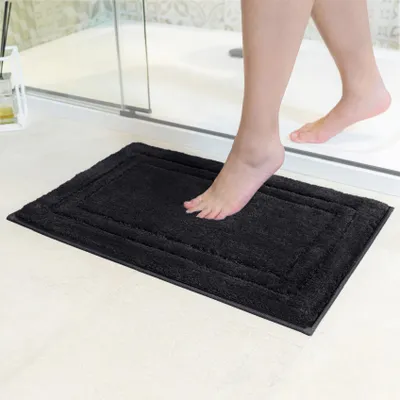 Produktbild von Rutschfeste Badematte | Kombinierbar als Badematten-Set | Waschbare WC-Matte, Badevorleger, Duschmatte | Schwarz – 40 x 60 cm