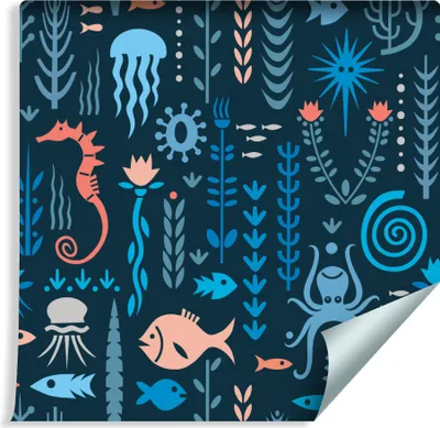 Produktbild von 10m VLIES TAPETE Rolle Kinderzimmer Tiere Meer Ozean Fische Pflanzen XXL