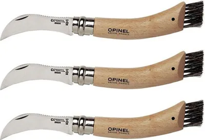 Produktbild von Opinel N°08 Pilzmesser Set, 3 Stück, 8 cm Edelstahl Klinge, mit Bürste