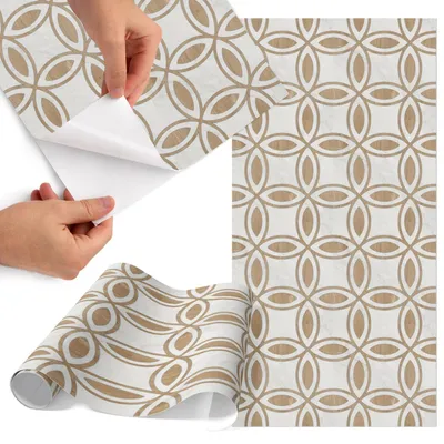Produktbild von Möbelfolie 75x150 cm - Klebefolie Möbel - Selbstklebende Folie - Folie für Möbel - Möbelfolie Küche - Klebefolie Küche - Möbelfolie Schrank - Wasserdicht - Abwaschbar - Selbstklebend - Luftblasenfrei - Rückstandslos entfernbar - Geometrische Muster