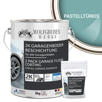 Produktbild von 2K Garagenbodenbeschichtung Garagenfarbe Garagenbodenfarbe Epoxidharz Bodenbeschichtung für Garage Werkstatt Keller - Pastelltürkis l 5kg