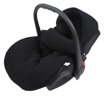 Produktbild von BabyLux Musselin Fußsack 90 cm – Atmungsaktiv für Babyschale, Kinderwagen & Buggy, Weiche Baumwolle Musselin - Schwarz