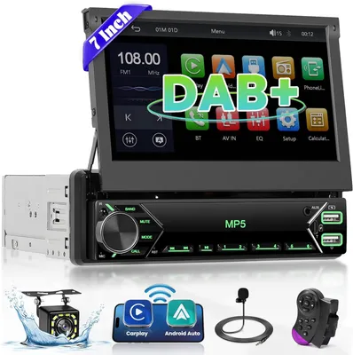 Produktbild von Autoradio 1-DIN – Autoradio mit Bildschirm – DAB+ Radio – Autoradio mit Medienplayer – 7-Zoll ausfahrbarer Touchscreen