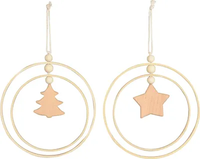 Immagine prodotto di Decorazione da appendere in marrone, realizzata in bambù, macramè come decorazione natalizia