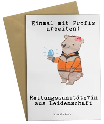 Produktbild von Mr. & Mrs. Panda valentinstagskarte Rettungssanitäterin Leidenschaft - Weiß - Geschenk, osterkarte, Grußkarte, weihnachtskarten, jubiläumskarte, hochzeitskarten