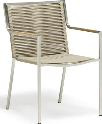 Produktbild von Inko Varuna Stapelsessel Stapelstuhl Gartenstuhl Edelstahl/Kordel/Teak 56x58x85 cm