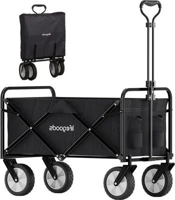 Immagine prodotto di Passeggino pieghevole - Carrello da spiaggia - fino a 80 kg - 94 litri - 98 x 45 cm - nero