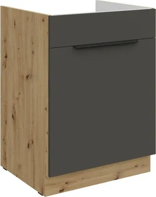 Immagine prodotto di Base lavabo LUNARA - larghezza 60 cm, grafite / rovere artigianale