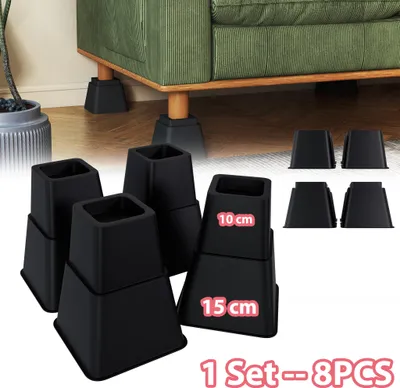 Produktbild von LARS360 Möbelerhöhungs-Set 8-teilig – Quadratische Möbelriser 15 cm & 10 cm – Stabil, Rutschfest & Höhenverstellbar – Ideal für Bett, Sofa, Tisch – Mehr Stauraum & Barrierefreiheit