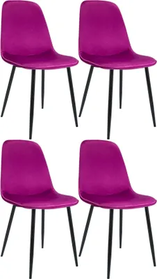 Produktbild von Set aus vier violetten Esszimmerstühlen – Samt-Eimerstühle – r Sitzkomfort und stabiles Metallgestell