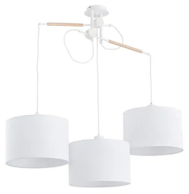 Obrázok produktu pre Závesná lampa s tienidlom HILA, biela, 3xE27x15W, látka, rozmery: 65x70x13 cm, IP20, Alfa