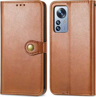Produktbild von Mobigear Snap Button  Xiaomi 12 Pro Hülle Klapphülle Geldbörse - Braun