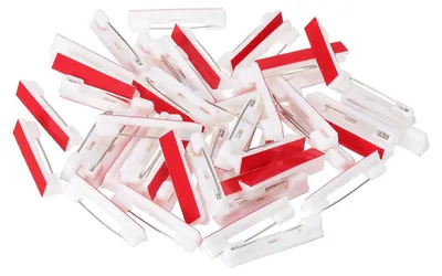 Produktbild von Sicherheitsnadeln mit Klebestreifen - Selbstklebend für Namensschilder - 50 Stück - 36 mm - Weiß
