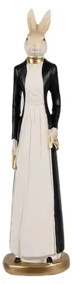 Immagine prodotto di Clayre & Eef Figurina Coniglio 20 cm Bianco Nero Poliresina