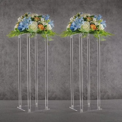 Productafbeelding van Acryl bloemenstandaard set, 2 stuks - hoogte 60 cm - Transparante zuilen voor bruiloften en decoratie