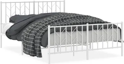 Productafbeelding van vidaXL Bedframe met hoofdeinde en voeteneinde, metaal, wit, 140x190 cm