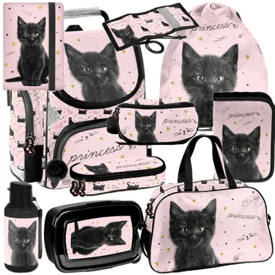 Immagine prodotto di Set scolastico Mega XXL – KITTY | Set da 10 pezzi con zainetto per bambini e bambine, classi 1–4, gatto rosa