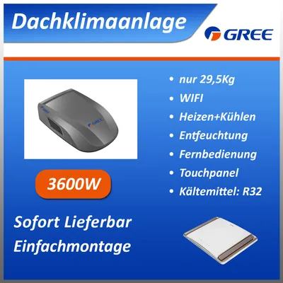 Produktbild von GREE 220-240V Inverter Dachklimaanlage 3600W Anthrazit für Wohnmobil mit WIFI, Anthrazit