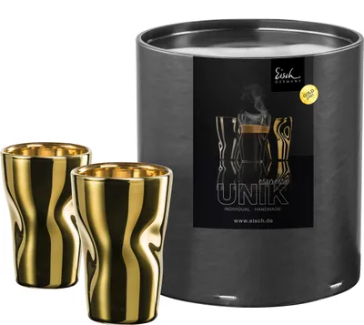 Produktbild von EISCH 2 Espressogläser 132/8 gold in Geschenkröhre UNIK 30013202/ 180105