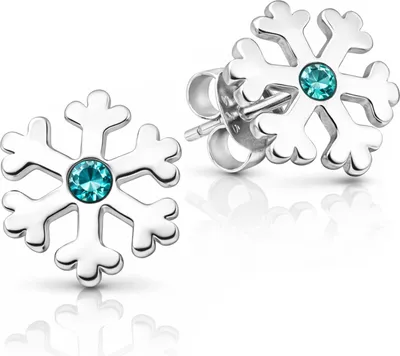 Produktbild von LUISIA Ohrstecker Schneeflocke mit Premium Kristallen - 925 Sterling Silber | Blau