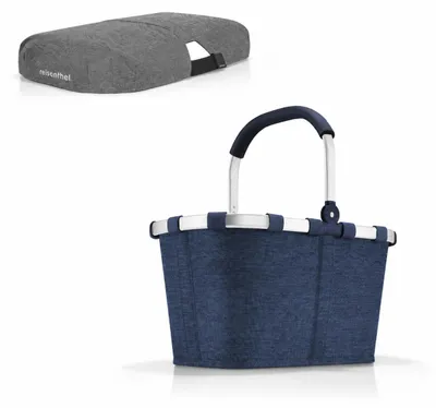 Produktbild von reisenthel Einkaufskorb Tasche Korb carrybag twist navy BK4129 + Cover twist silver BP7052