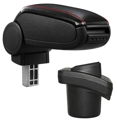 Armlehne Mittelarmlehne MAL KOMPLETT SET Leder Schwarz Rot für Citroen C2 03-09 – Produktansicht