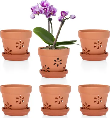 Produktbild von Terracotta Blumentöpfe Set - Für Innen und Außen - 6 Stück - 10 x 8 cm