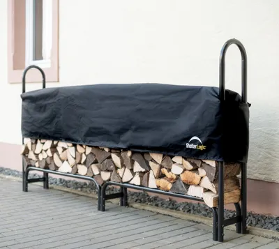 Obrázek produktu pro Kovový regál na palivové dřevo Shelter Logic včetně krytu černý 244 x 25 x 118 cm (d x š x v)