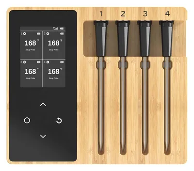 Produktbild von Zimilo Smart Bluetooth Grillthermometer Kabellos: Digitales Fleischthermometer mit 4 Sonden, App Steuerung & 120m, fur Perfekt Gegrilltes Fleisch
