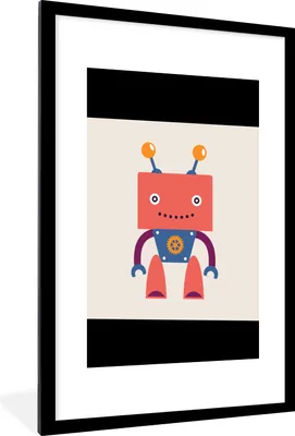 Produktbild von MuchoWow® Gerahmtes Poster Roboter - Getriebe - Gesicht - Antenne - Kinder - Jugendliche 60x90 cm - Poster mit Schwarzem Bilderrahmen Wandposter Rahmen Foto Bilder - Dekoration - Wandposter Wohnzimmer - Hochwertig