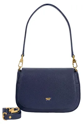 Image de Sac bandoulière HANNA, modèle "flap", couleur bleu, pour femmes - en cuir