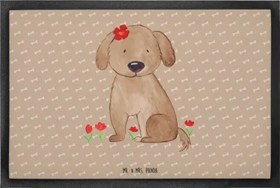 Produktbild von Mr. & Mrs. Panda Fußabstreifer Hund Dame 60 x 90 cm - Hundeglück - Geschenk, Türmatte, Schmutzmatte, fußmatte, Sprüche, Frauchen, Hunde, Schmutzfangmatte, Liebenswert