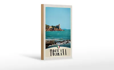 Produktbild von Holzschild Reise 12x18 cm Toskana Italien Häuser Meer Dekoration