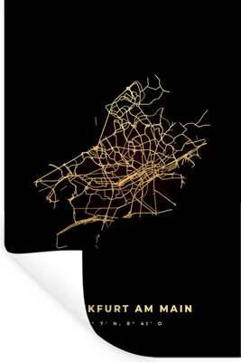 Produktbild von MuchoWow® Wandtattoo Wandsticker Wandaufkleber Frankfurt - Karte - Gold - Stadtplan 60x90 cm Selbstklebend und Repositionierbar - Sticker - Dekorfolie