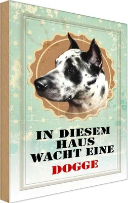 Produktbild von vianmo Holzschild 30x20 cm Hund in diesem Haus wacht eine Dogge Tier Haustier