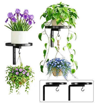 Immagine prodotto di Set di 2 supporti da parete per piante, colore nero, in metallo