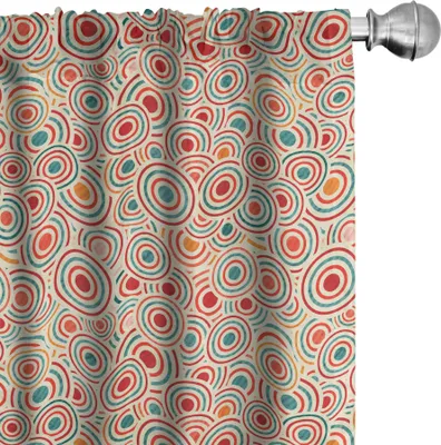 Zdjęcie produktu dla ABAKUHAUS Geometryczne zasłony, firanki, kręgi Bullseye Kolorowe kształty Ilustracja Abstrakcyjny wzór Wpływy vintage, 2 sztuki 75 x 225 cm, wielokolorowe
